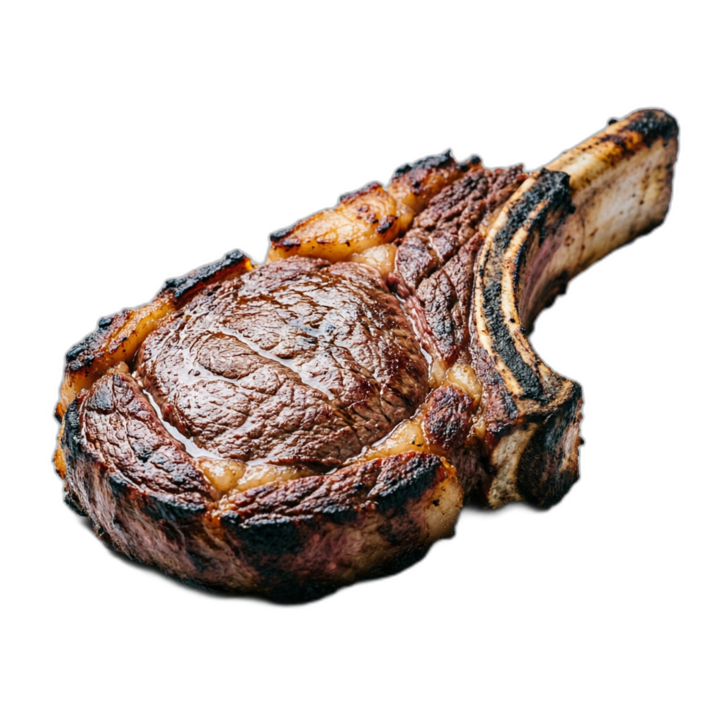 Chuletón a la brasa posado sobre la página